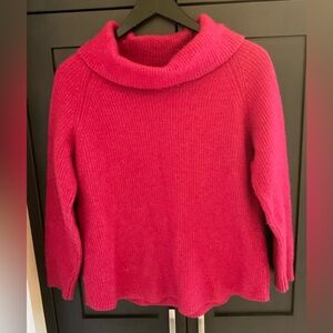 ✨ 🩷 Tahari Fuchsia Pink Merino Wool Blend Turtleneck Sweater Size L EUC